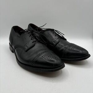 Allen Edmonds Sanford Oxfords Men's 12 D 6517 Black Leather Semi-Brogue Cap Toe